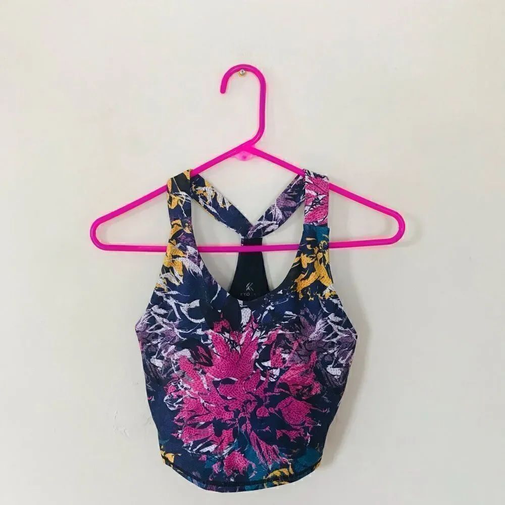 Kyodan | colorful cropped sport bra tank top size XS